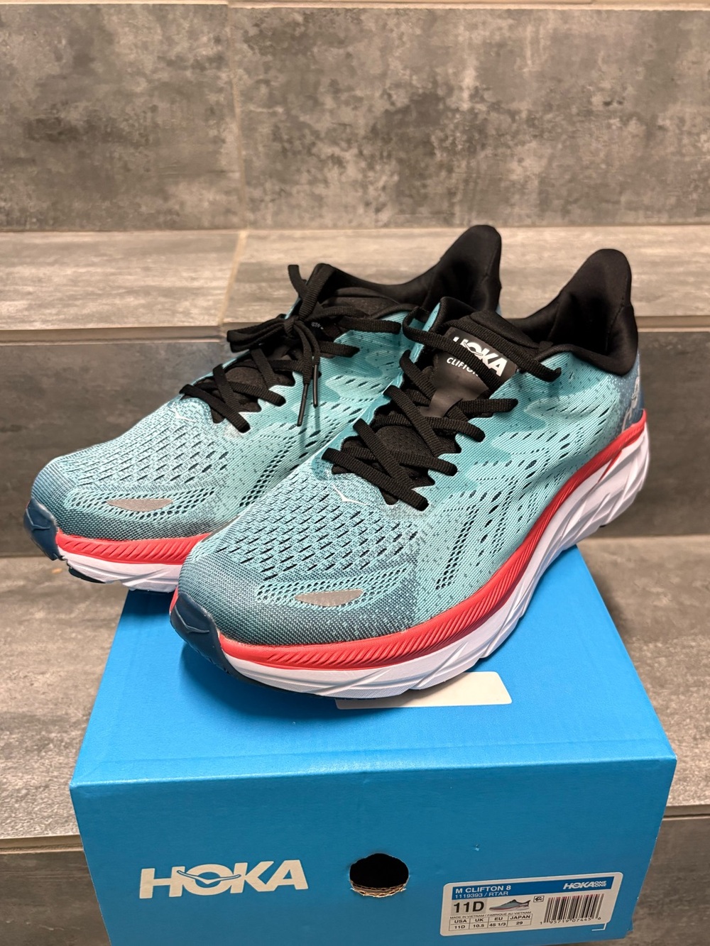 Hoka One One MEN Shoes Clifton 8 RTAR 1119393 Size 11D Tail Running Training Gym